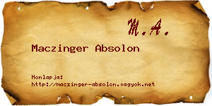 Maczinger Absolon névjegykártya